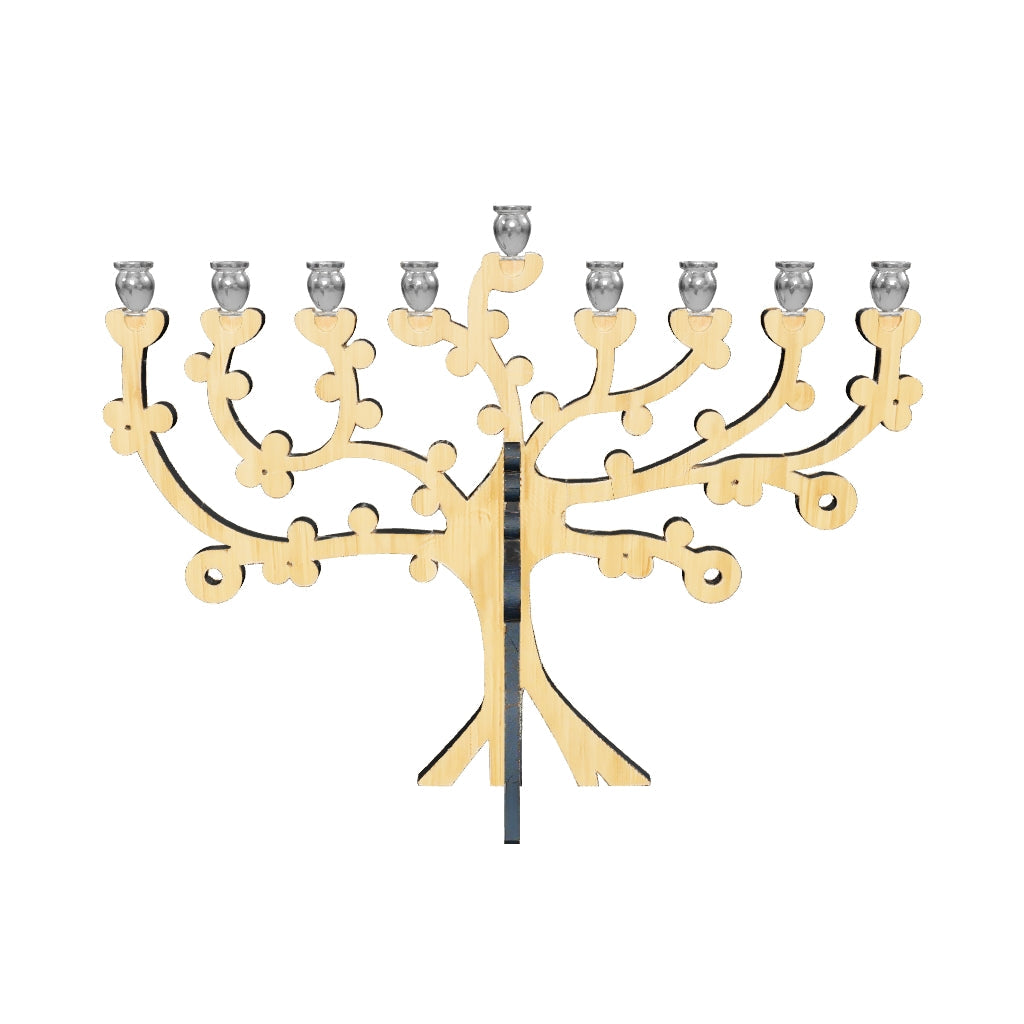 3D model of the Tree of Life bamboo menorah, drag to rotate
