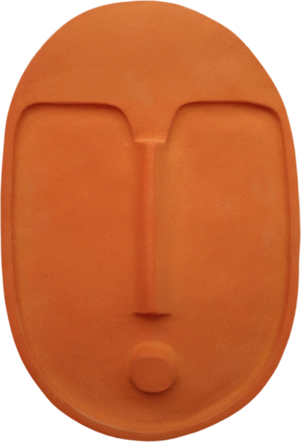 Ceramic Decorative Wall Mask – Terracotta Orange