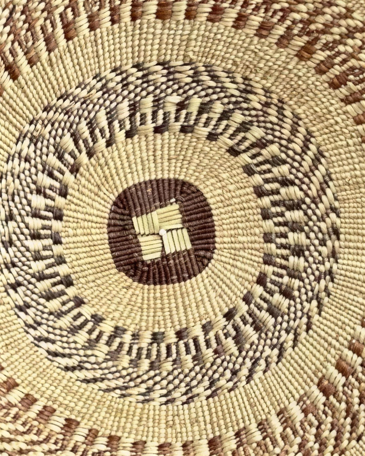 Close-up of the woven centre square of a Tonga basket